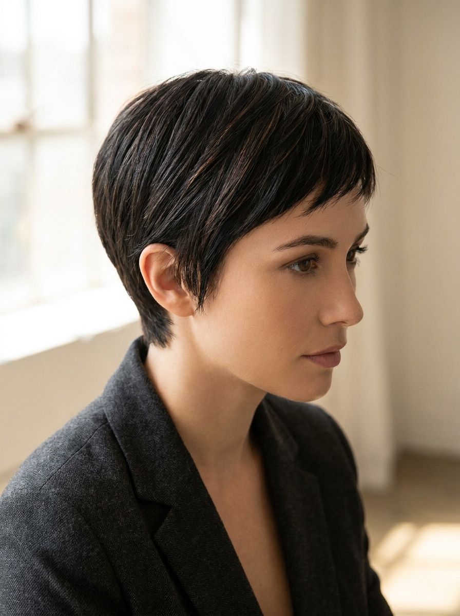 Schwarzbrauner Pixie - Haarfarben Ideen für kurze Haare